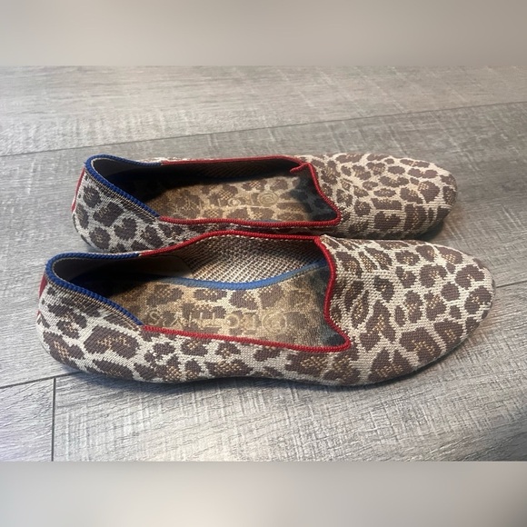 Rothy's Mocha Leopard Print Round Toe Ballet Flat Knit Loafer Size 9 RETIRED - Picture 5 of 7